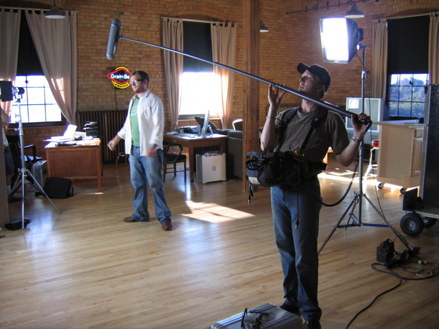 Film production crew on set in the United States